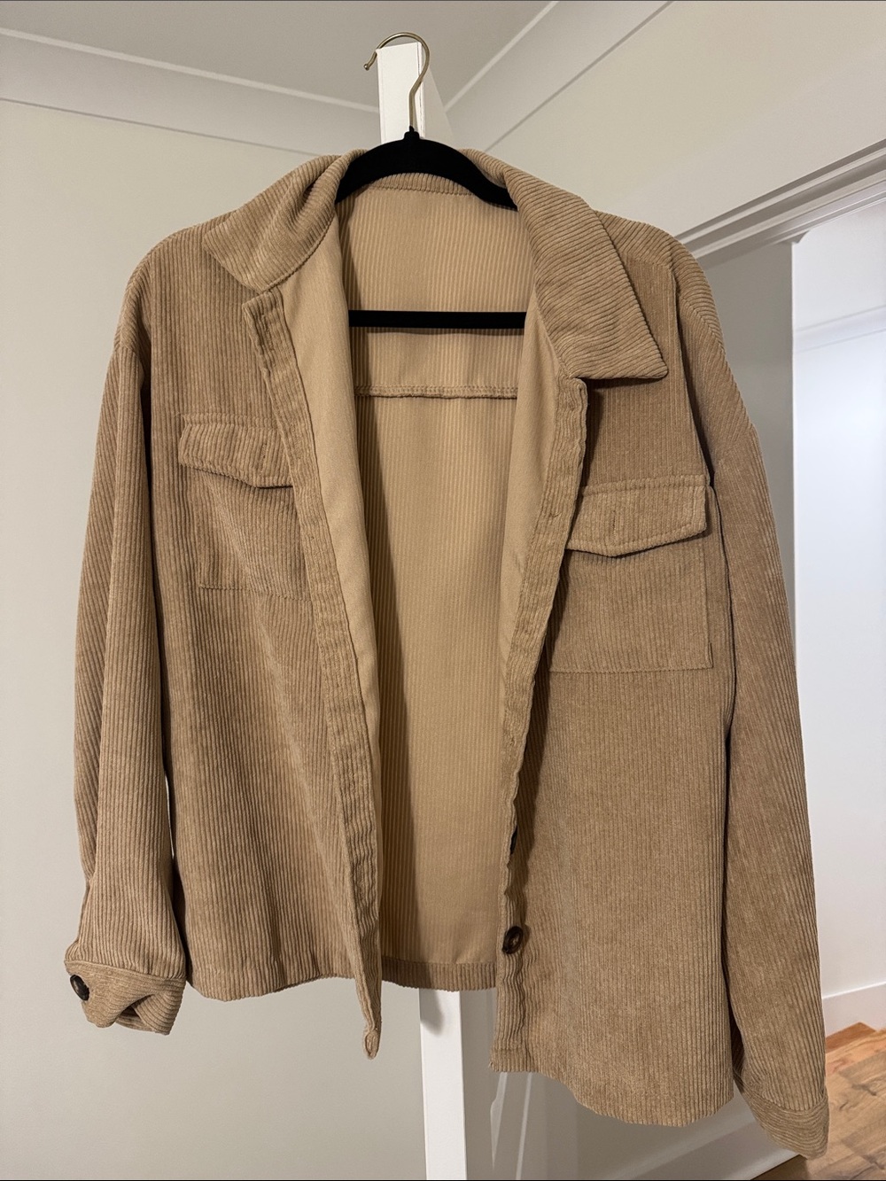 SHEIN Beige Corduroy Utility Jacket